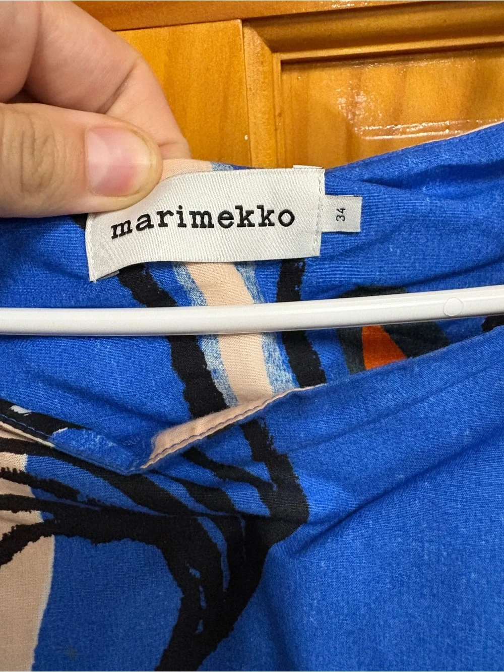 Marimekko Blue Orange White Abstract Maxi Dress - Picture 2 of 2